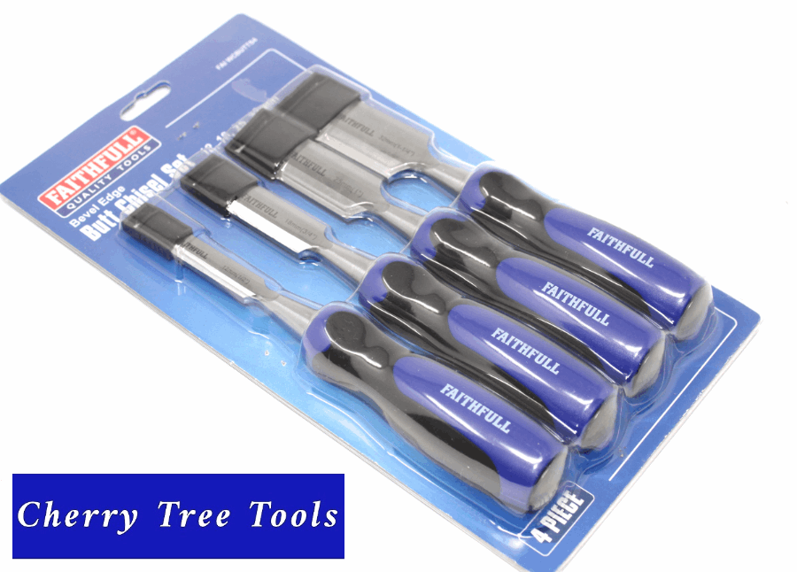 Chisel Set   Bevel Edge 4 Pce Butt  FAI WCBUTTS4 - Cherry Tree Tools