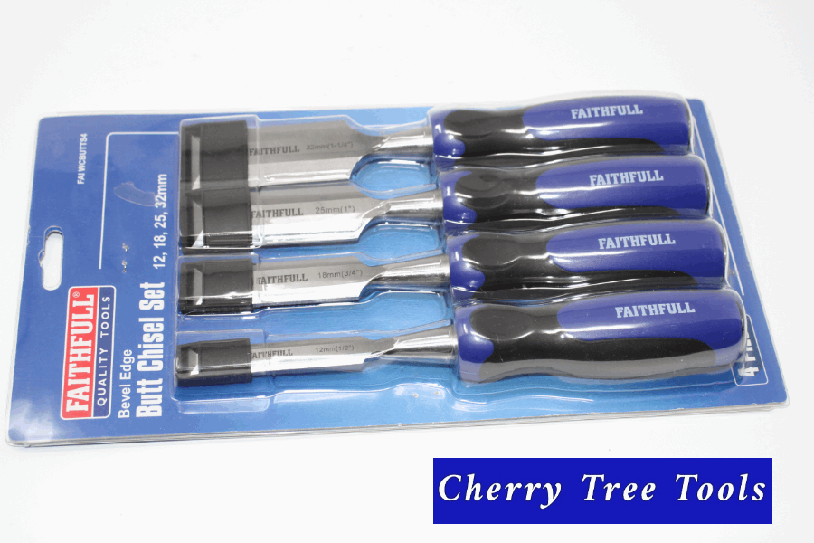 Chisel Set   Bevel Edge 4 Pce Butt  FAI WCBUTTS4 - Cherry Tree Tools