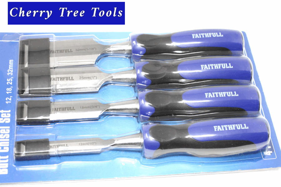 Chisel Set   Bevel Edge 4 Pce Butt  FAI WCBUTTS4 - Cherry Tree Tools