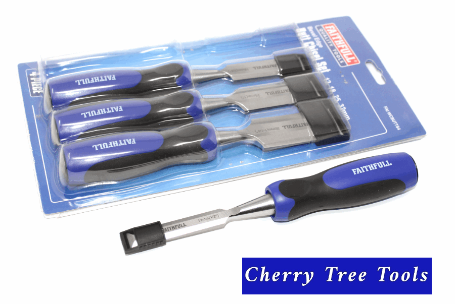 Chisel Set   Bevel Edge 4 Pce Butt  FAI WCBUTTS4 - Cherry Tree Tools