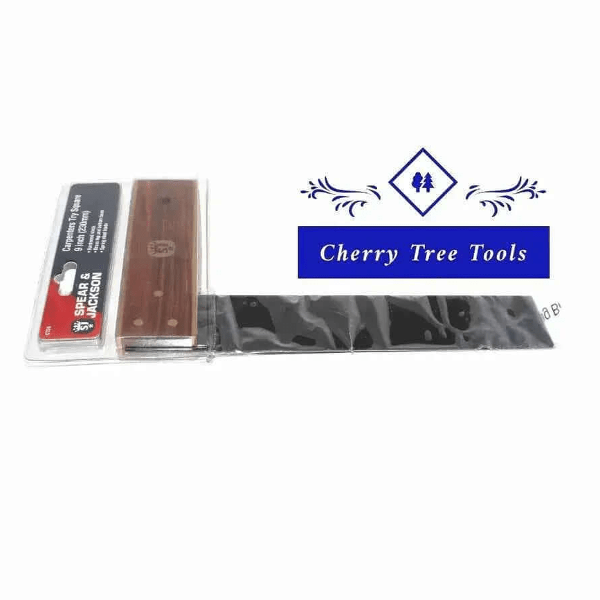 Spear & Jackson 230mm Try Square 9"  - Premium Hardwood Precision Tool - Cherry Tree Tools