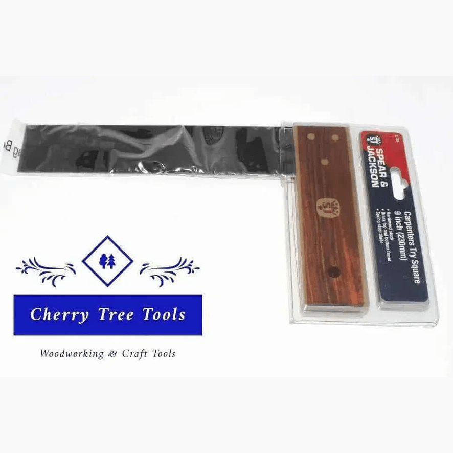 Spear & Jackson 230mm Try Square 9"  - Premium Hardwood Precision Tool - Cherry Tree Tools