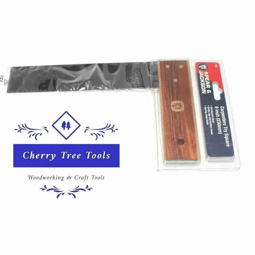 Spear & Jackson 230mm Try Square 9"  - Premium Hardwood Precision Tool - Cherry Tree Tools