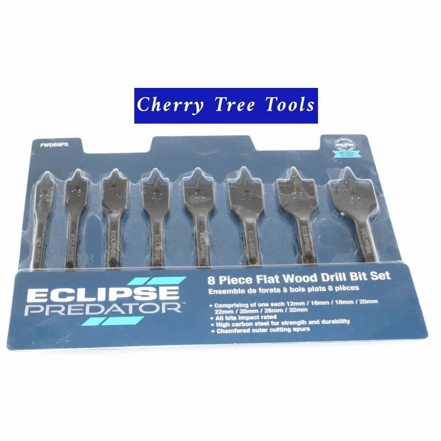 Eclipse Professional 8pc Wood Drill Bit Set  for Precision Woodworking