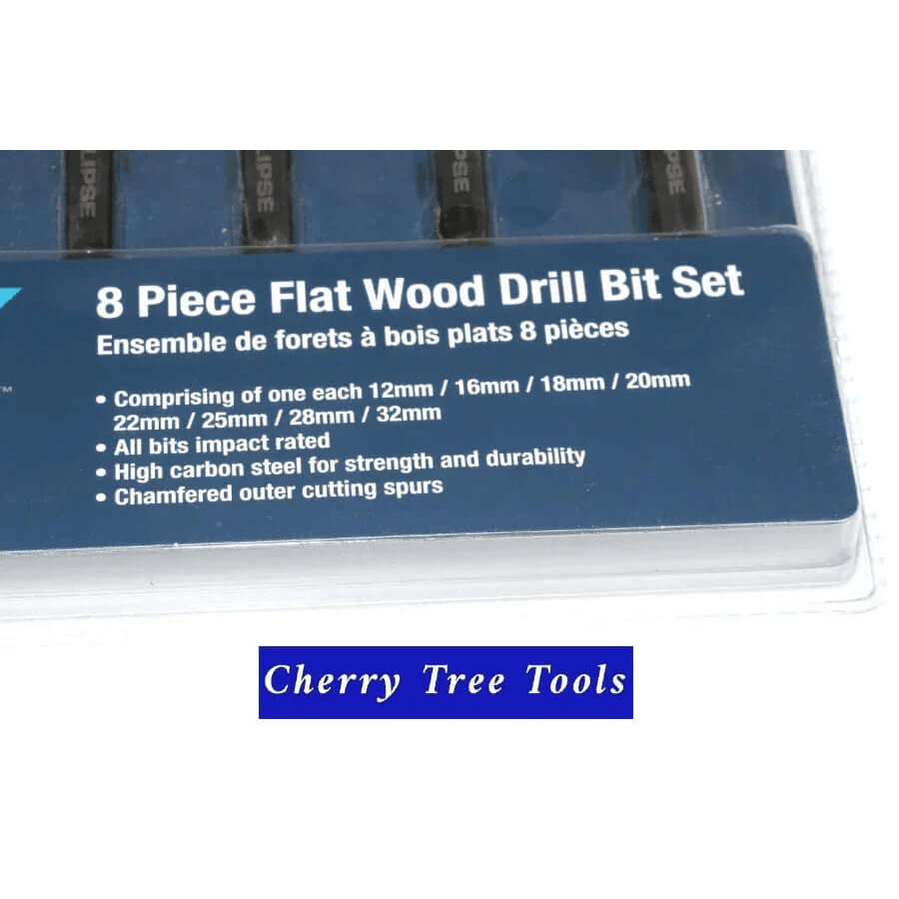 Eclipse Professional 8pc Wood Drill Bit Set  for Precision Woodworking
