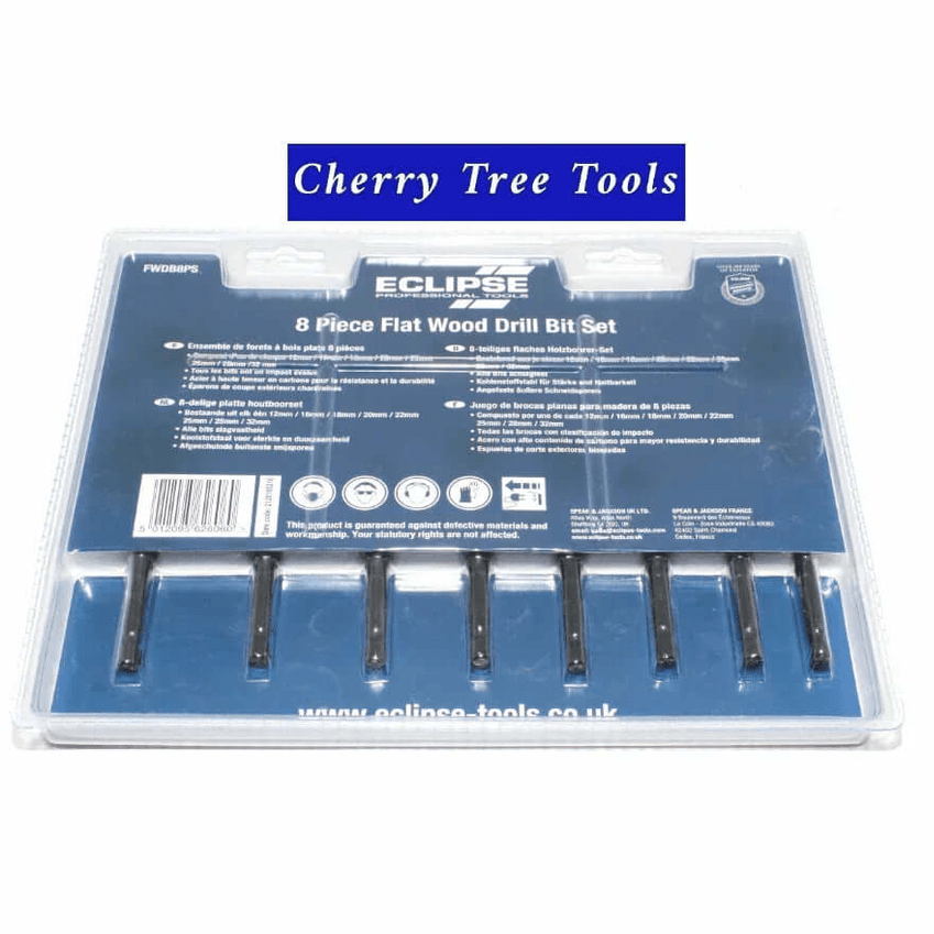 Eclipse Professional 8pc Wood Drill Bit Set  for Precision Woodworking