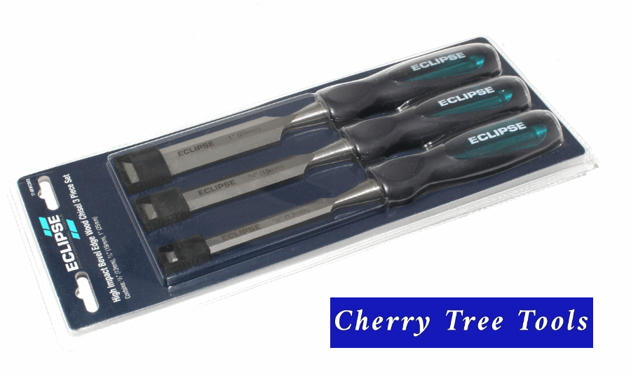 Chisel Set 3 pce-  Bevel Edge, High Impact -   Eclipse TT-BEWC3BCE - Cherry Tree Tools