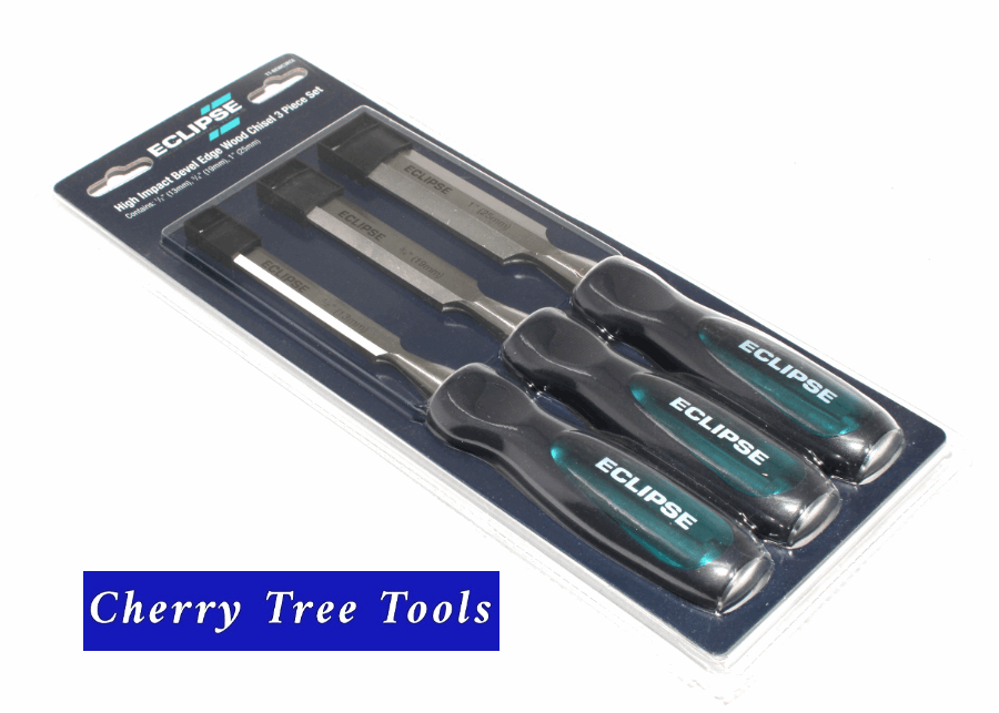 Chisel Set 3 pce-  Bevel Edge, High Impact -   Eclipse TT-BEWC3BCE - Cherry Tree Tools