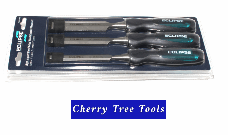 Chisel Set 3 pce-  Bevel Edge, High Impact -   Eclipse TT-BEWC3BCE - Cherry Tree Tools