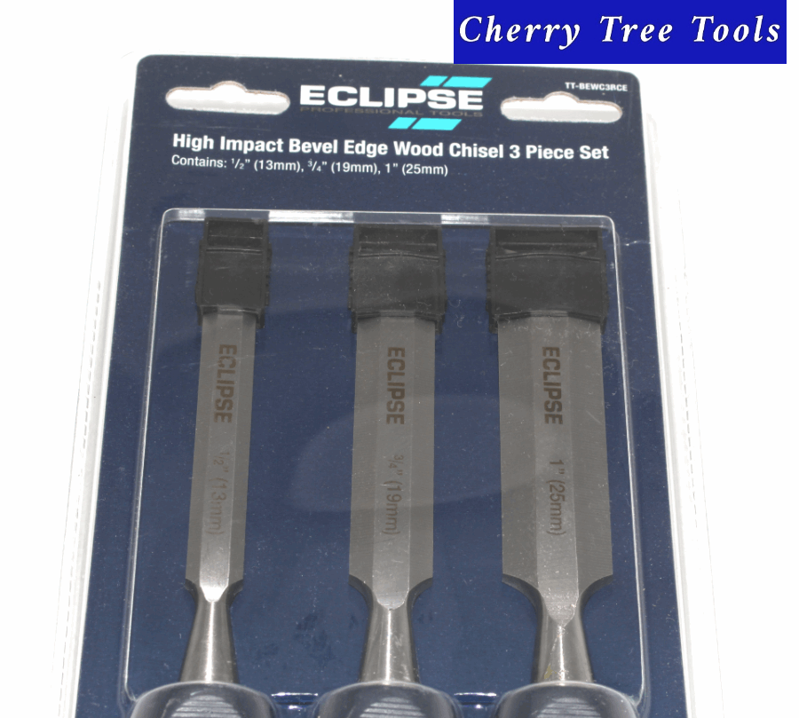 Chisel Set 3 pce-  Bevel Edge, High Impact -   Eclipse TT-BEWC3BCE - Cherry Tree Tools