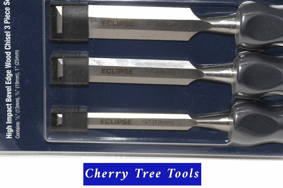 Chisel Set 3 pce-  Bevel Edge, High Impact -   Eclipse TT-BEWC3BCE - Cherry Tree Tools