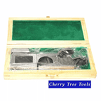 Faithfull 3-in-1 Shoulder Plane 27mm in a wooden case with green lining and tools inside.