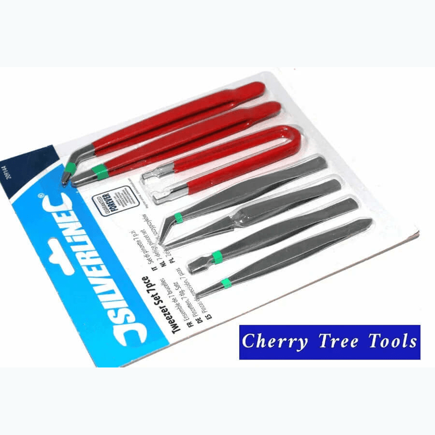 Silverline 7pc Craft Tweezers Set  Craft Tools  209144