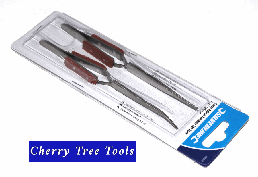 Craft  Tweezers  Set  696669   162 & 165mm   2 pce   Cross Action - Cherry Tree Tools