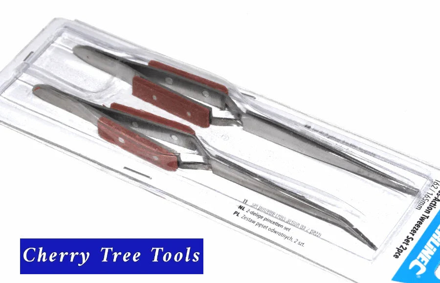 Silverline Craft Tweezers Set  -cross action 162 & 165mm 2 piece