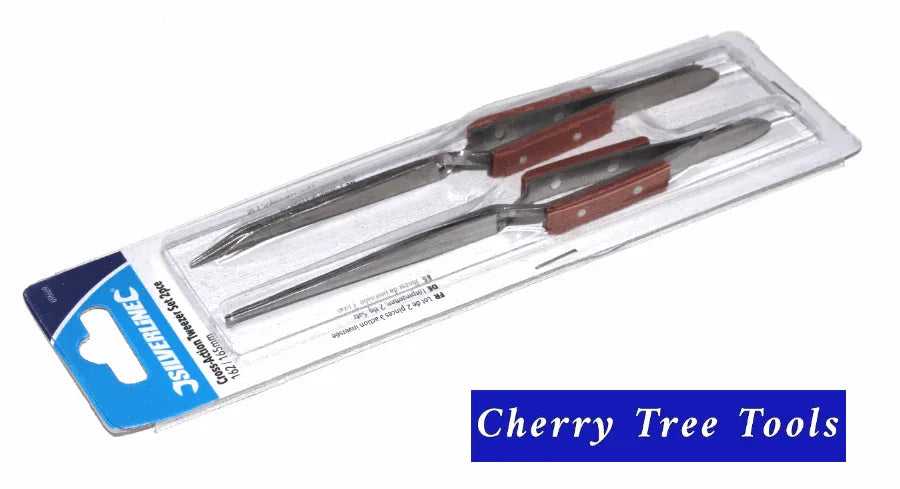 Silverline Craft Tweezers Set  -cross action 162 & 165mm 2 piece