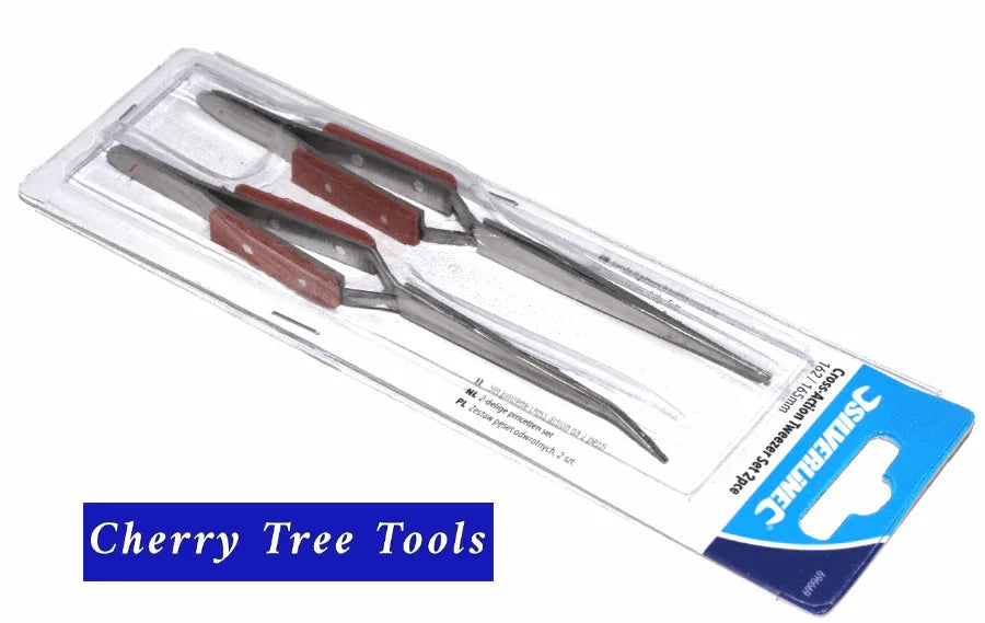 Silverline Craft Tweezers Set  -cross action 162 & 165mm 2 piece