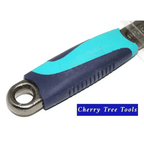Eclipse Professional Adjustable Wrench 6" Close-up of the handle of a Cherry Tree Tools tool with a rubber grip and metallic end.