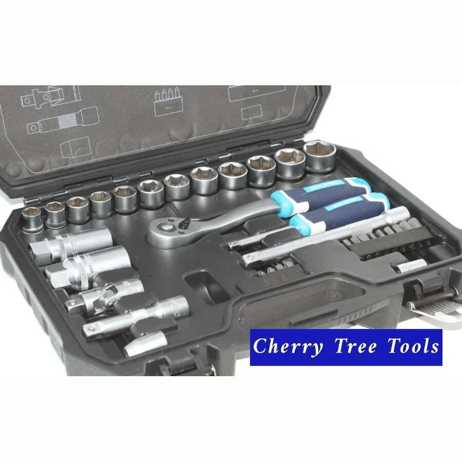 Eclipse Professional 34pc Socket Set 1/4" & 3/8" Square Drive - Cherry Tree Tools