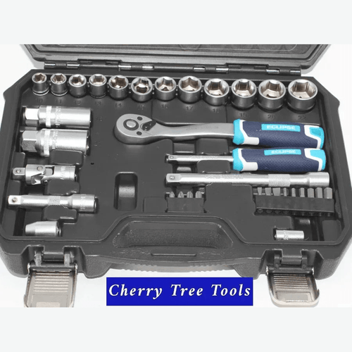 Eclipse Professional 34pc Socket Set   1/4" & 3/8" Square Drive - Cherry Tree Tools