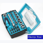 Eclipse Professional 25 Piece Socket Set tools displayed in a durable carrying case with a variety of sockets and accessories.