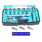 Eclipse Professional 25 Piece Socket Set showcased in a blue case with various sockets and tools.