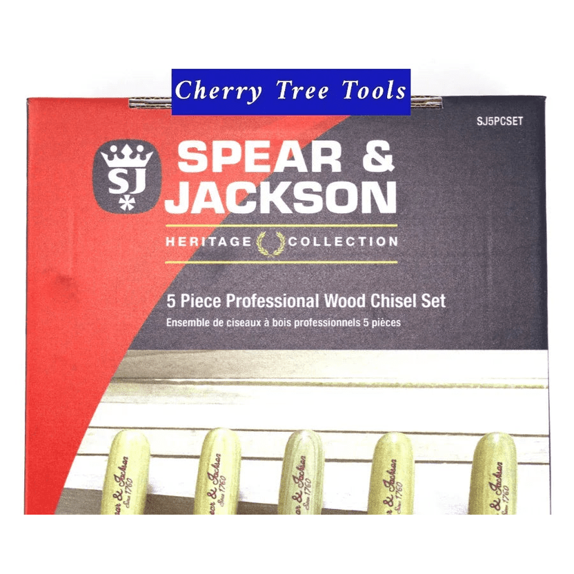 Spear & Jackson heritage Wood Chisels Set 5pc Collection 5 piece professional tool set image.