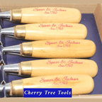 Spear & Jackson Heritage Wood Chisels Set 5pc Collection, handcrafted chisels with wooden handles.