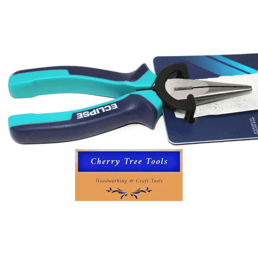 Eclipse Professional 6" Long Nose Pliers  displayed on a crafting card, precision-engineered for tight spaces.