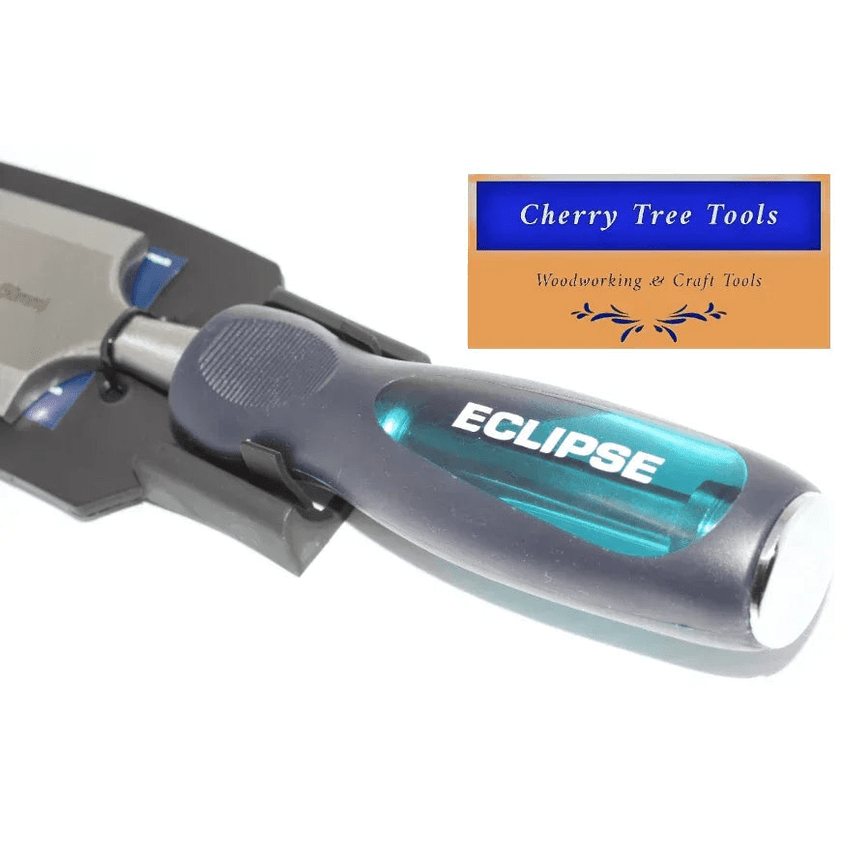 Eclipse Professional 2" Bevel Edge Wood Chisel with a blue ergonomic grip and chrome vanadium steel blade for woodworkers.