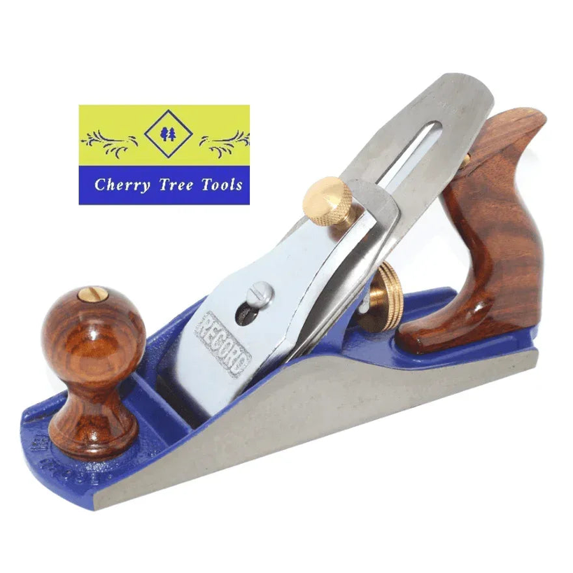 Irwin Record No 4 Smoothing Plane 50mm with wooden handle and cast iron base, ideal for precise woodworking.