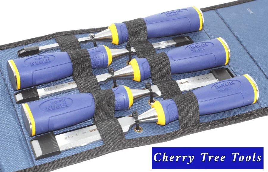 Irwin Marples chisel Set MS 500 displayed in a case, showcasing precision-engineered blades for woodworking.