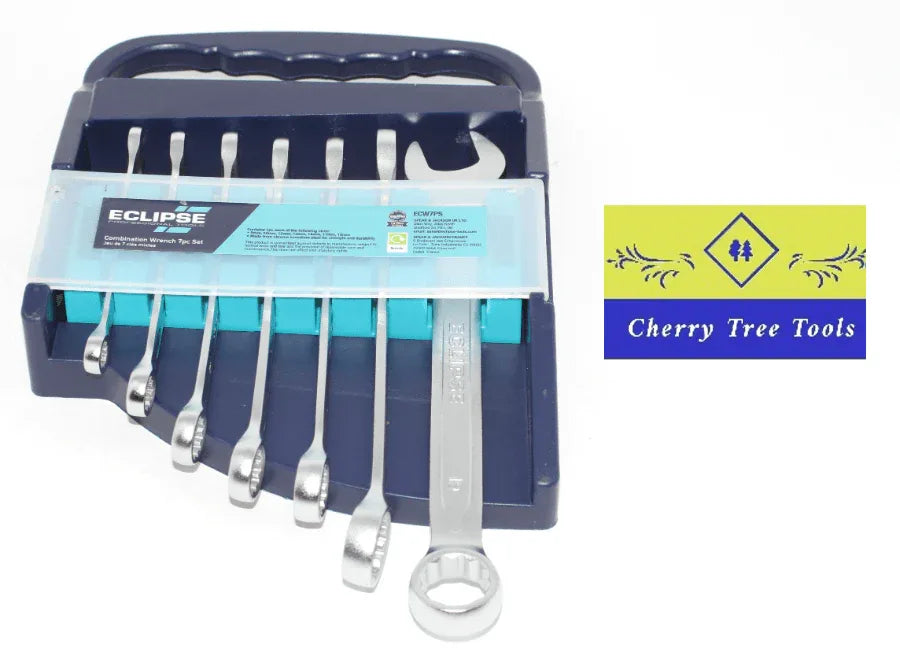 Eclipse Professional Combination Spanner Set displayed in a case with multiple spanners prominently featured.