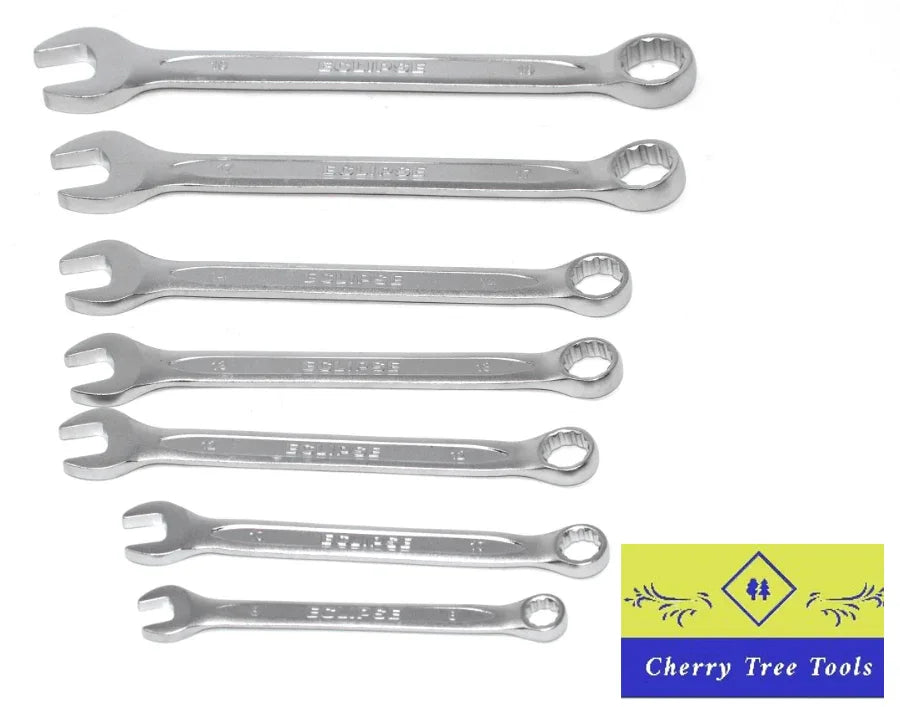 Eclipse Professional Combination Spanner Set showcasing 7 precision-forged chrome vanadium steel spanners.
