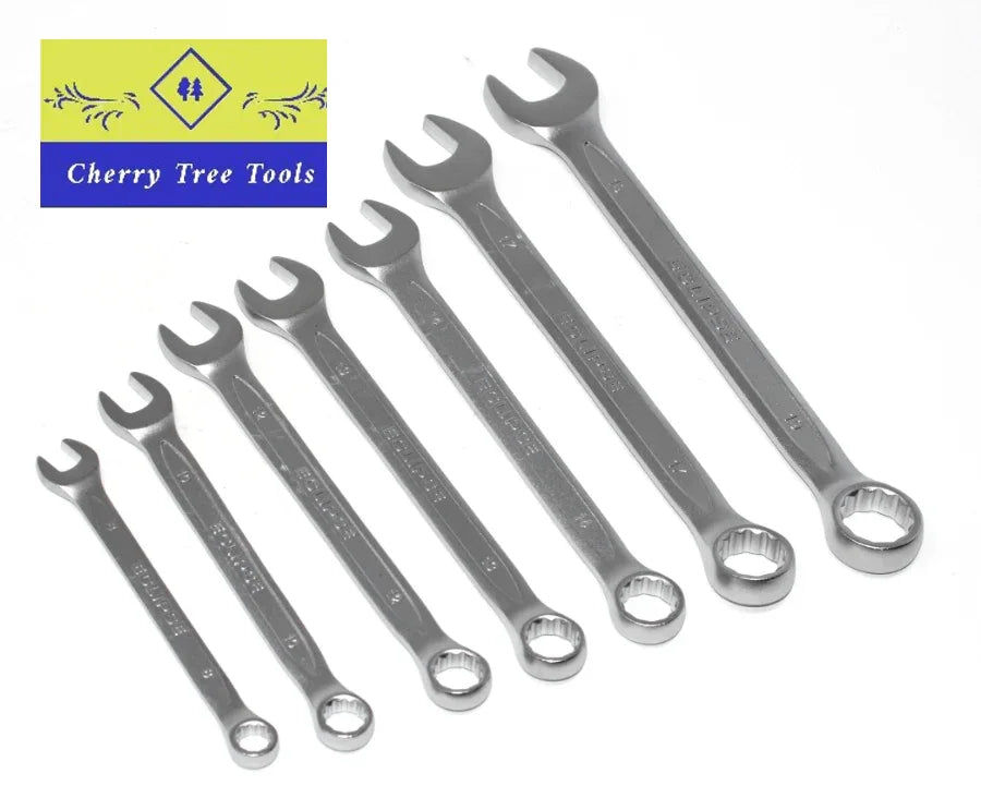 Eclipse Professional Combination Spanner Set showcasing precision-forged chrome vanadium steel spanners in various sizes.