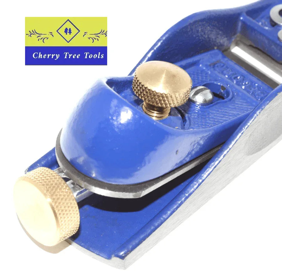 Irwin Record Block Plane No 60 1/2 showing precision design features and brass adjuster knob.