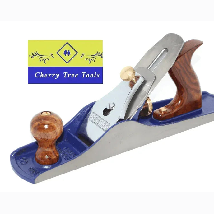 Irwin Record No 5 Jack Plane - woodworking on a blue base with a wooden handle and logo from Cherry Tree Tools.