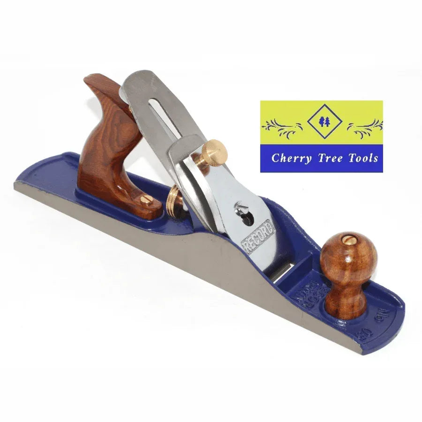 Irwin Record No 5 Jack Plane - woodworking displayed on a workbench, featuring a robust cast iron sole and adjustable blade.