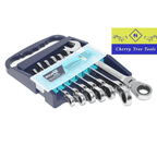 Eclipse Professional Flex Head Combination Spanner set in a storage case with 7 pieces ranging from 8 to 19mm.