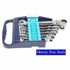 Eclipse Professional Flex Head Combination Spanner set displayed in a blue carrying case, showcasing the 7-piece 8-19mm set.