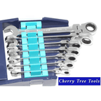Eclipse Professional Flex Head Combination Spanner set displayed in a tool case, showcasing 7 precision engineered tools.