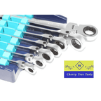 Eclipse Professional Flex Head Combination Spanner set displayed with 7 precision-engineered tools in a case.