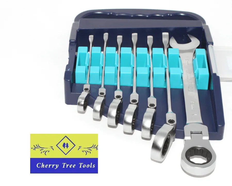 Eclipse Professional Flex Head Combination Spanner Set displayed in organizer with logo and tools visible.