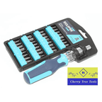 Eclipse Professional 33 Piece Ratchet Screwdriver Set with interchangeable bits in a storage case.
