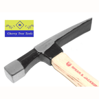 Spear & Jackson 25oz Bricklayers Hammer with solid steel head and hickory handle for precise brick and stonework.