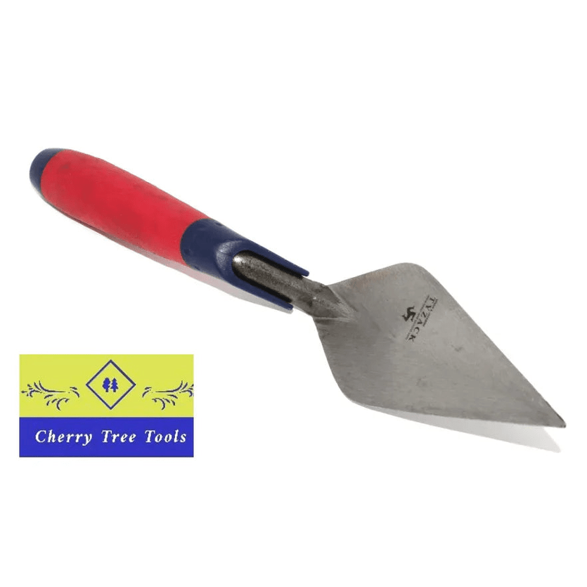 Spear & Jackson Tyzack 6" Pointing Trowel with red and blue handle and solid forged blade.