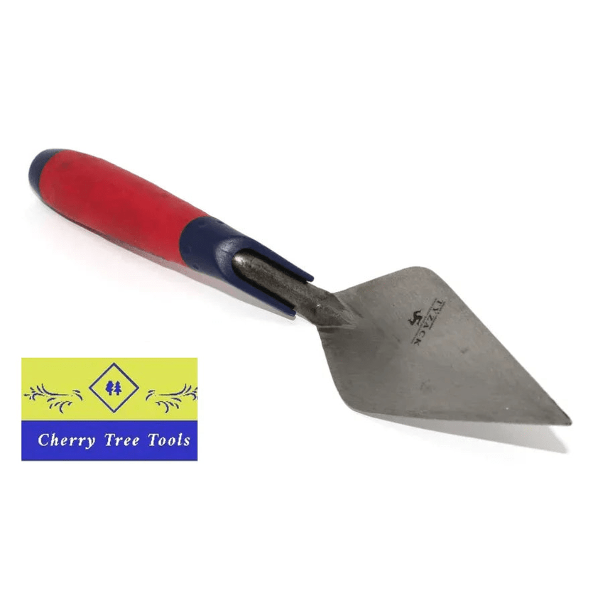 Spear & Jackson Tyzack 6" Pointing Trowel with red and blue handle for masonry work.