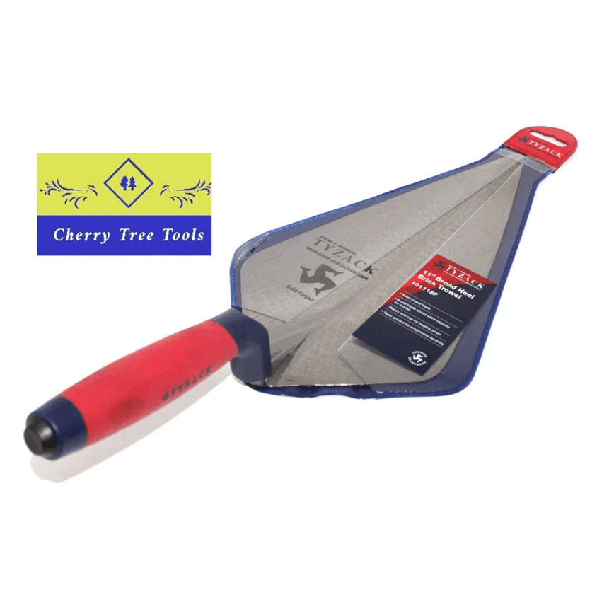 Spear & Jackson Tyzack 11" Broad Heel Brick Trowel  featuring a solid forged steel blade and ergonomic handle.