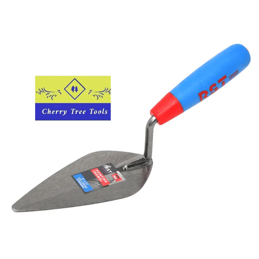 RST London Pattern Pointing Trowel 6" soft feel handle with blue and red ergonomic grip for detailed masonry work.