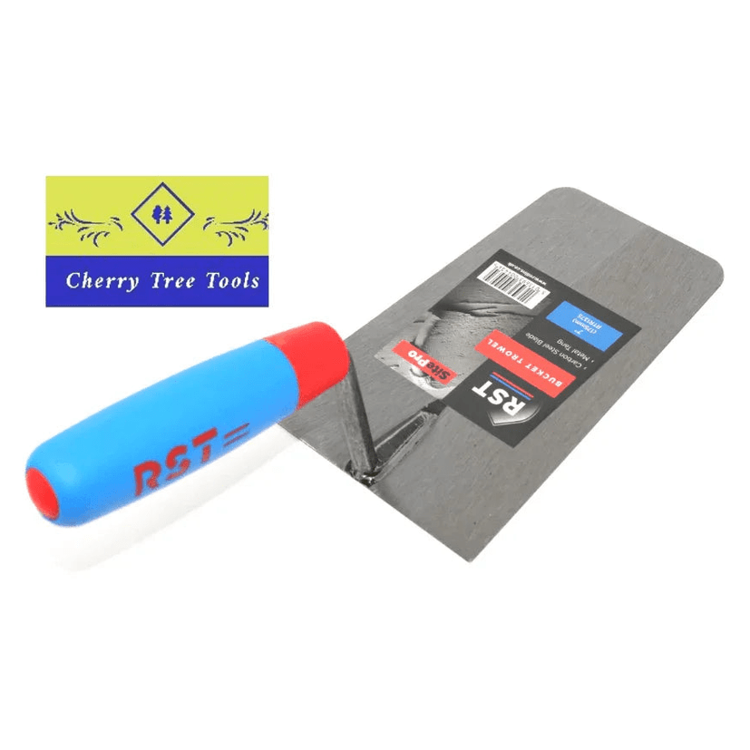 RST Bucket Trowel 7" carbon steel blade with soft feel handle and steel tang for durability.